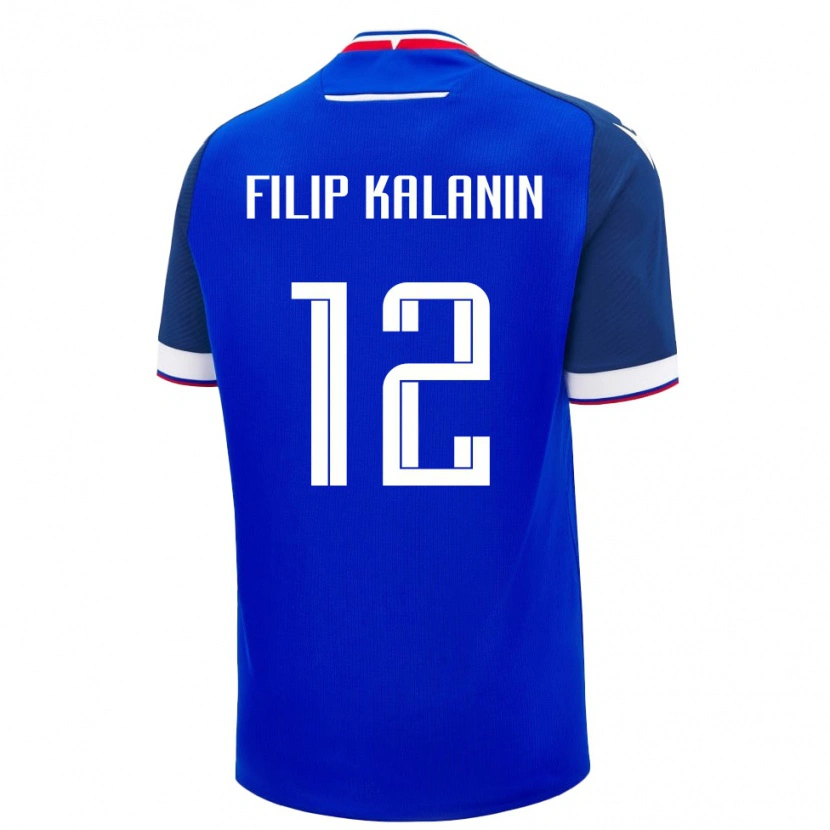 DanxenキッズスロバキアFilip Kalanin#12青 白ホームシャツ26-28ジャージーユニフォーム