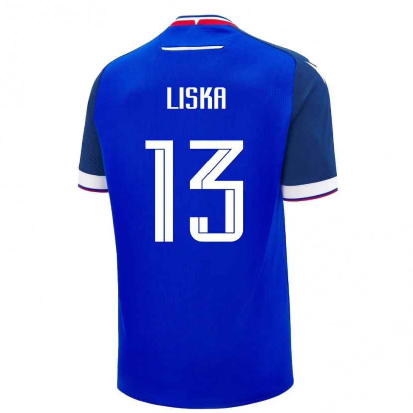 DanxenキッズスロバキアLukas Liska#13青 白ホームシャツ26-28ジャージーユニフォーム