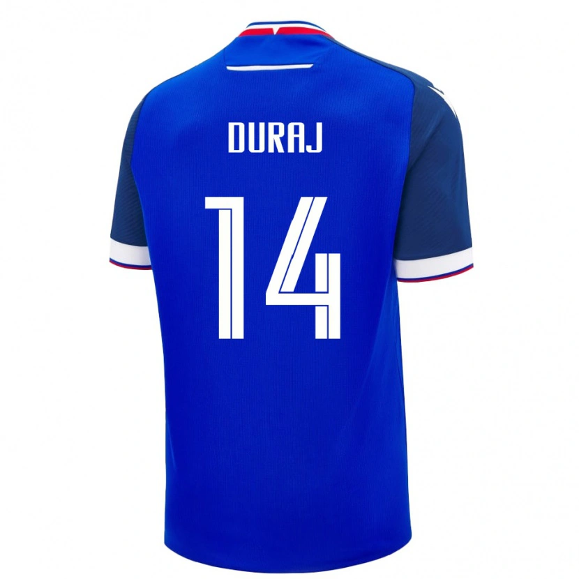 DanxenキッズスロバキアMichal Duraj#14青 白ホームシャツ26-28ジャージーユニフォーム