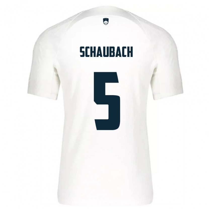DanxenキッズスロベニアRok Schaubach#5白 青ホームシャツ26-28ジャージーユニフォーム