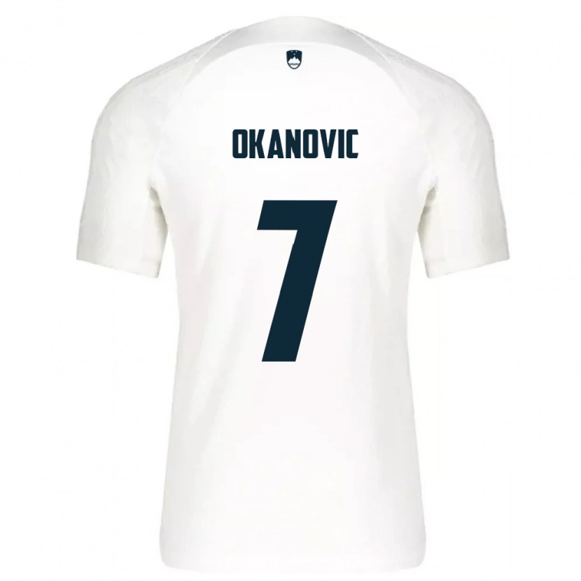 DanxenキッズスロベニアDeen Okanovic#7白 青ホームシャツ26-28ジャージーユニフォーム