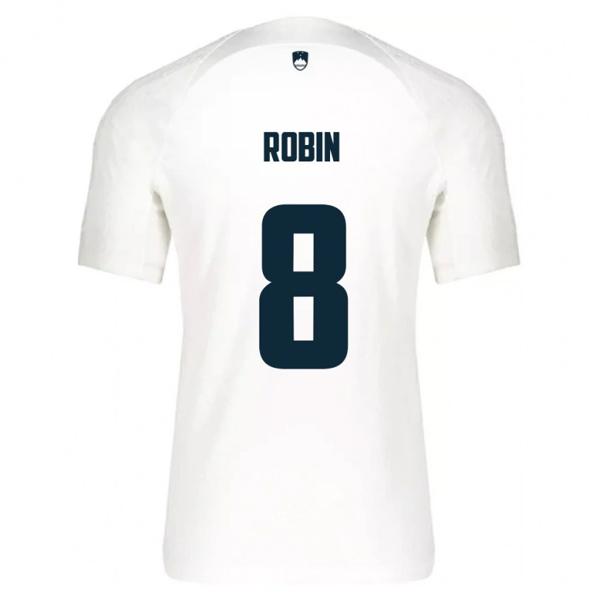 DanxenキッズスロベニアJaka Robin#8白 青ホームシャツ26-28ジャージーユニフォーム