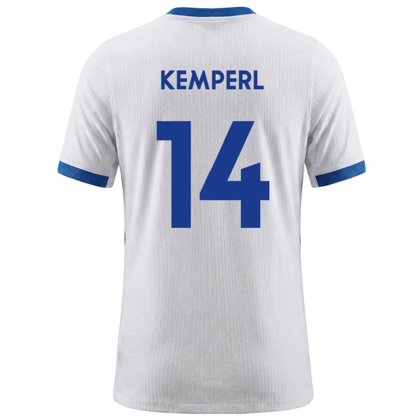 DanxenキッズスロベニアNino Kemperl#14白 青ホームシャツ26-28ジャージーユニフォーム