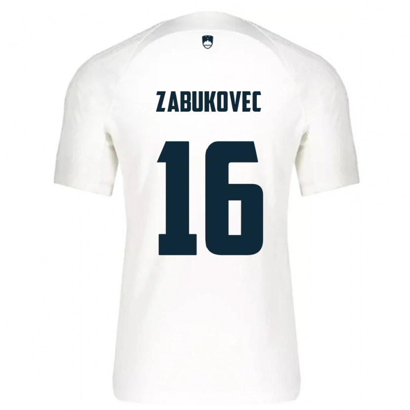 DanxenキッズスロベニアAnze Zabukovec#16白 青ホームシャツ26-28ジャージーユニフォーム
