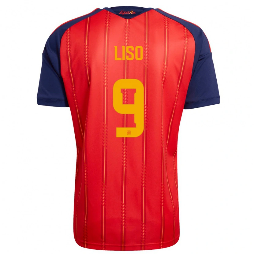 DanxenキッズスペインAdrián Liso#9赤 紺 黄ホームシャツ26-28ジャージーユニフォーム