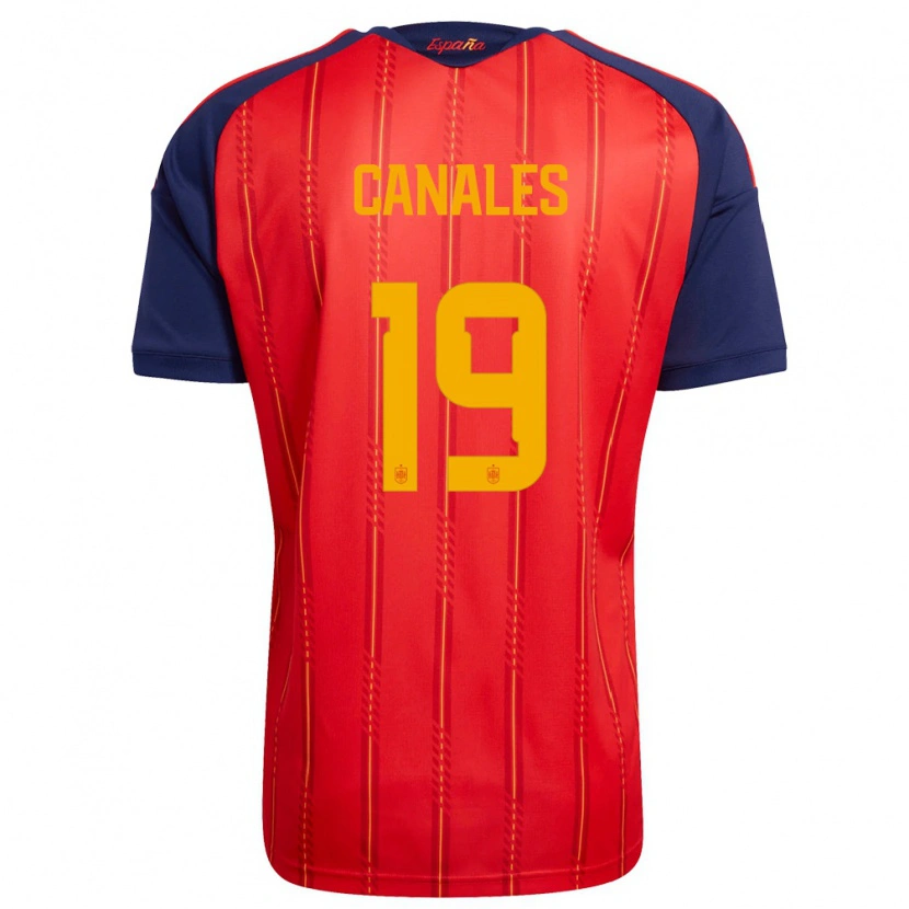 DanxenキッズスペインPeio Canales#19赤 紺 黄ホームシャツ26-28ジャージーユニフォーム