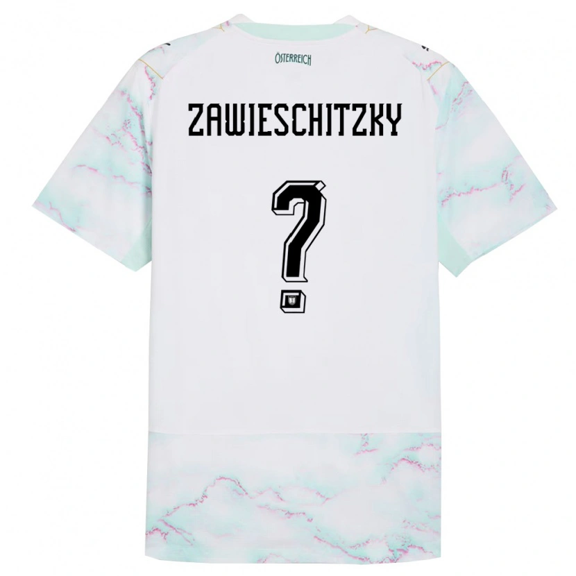 DanxenキッズオーストリアChristian Zawieschitzky#0白 緑 金アウェイシャツ26-28ジャージーユニフォーム