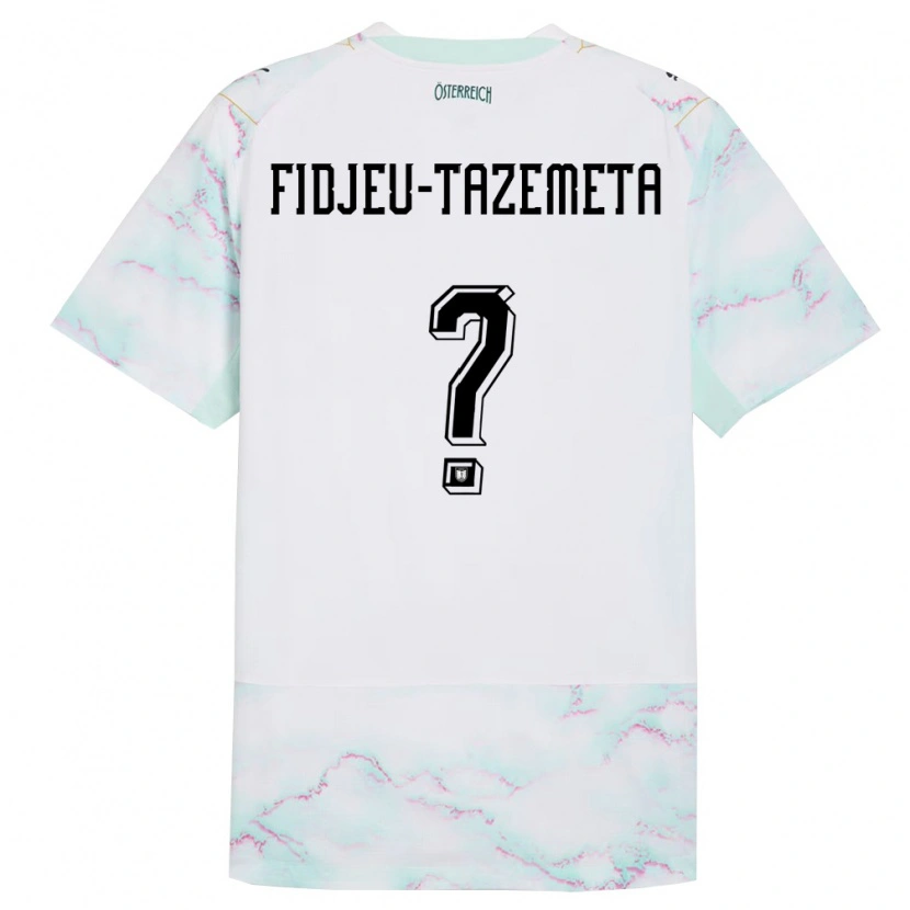 DanxenキッズオーストリアThierry Fidjeu-Tazemeta#0白 緑 金アウェイシャツ26-28ジャージーユニフォーム