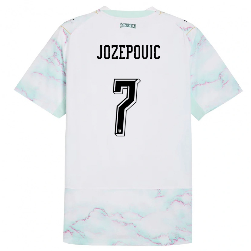DanxenキッズオーストリアNicolas Jozepovic#7白 緑 金アウェイシャツ26-28ジャージーユニフォーム