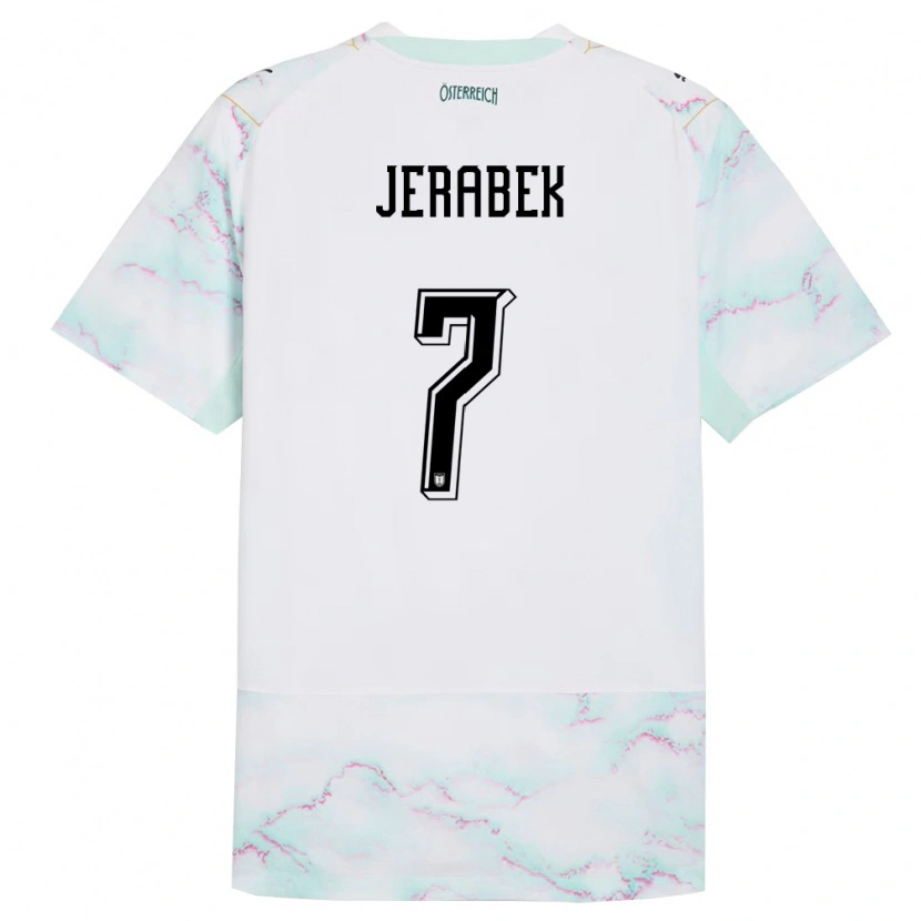 DanxenキッズオーストリアBruno Jerabek#7白 緑 金アウェイシャツ26-28ジャージーユニフォーム