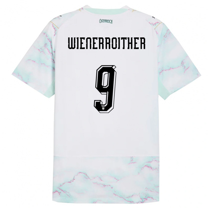 DanxenキッズオーストリアKatja Wienerroither#9白 緑 金アウェイシャツ26-28ジャージーユニフォーム