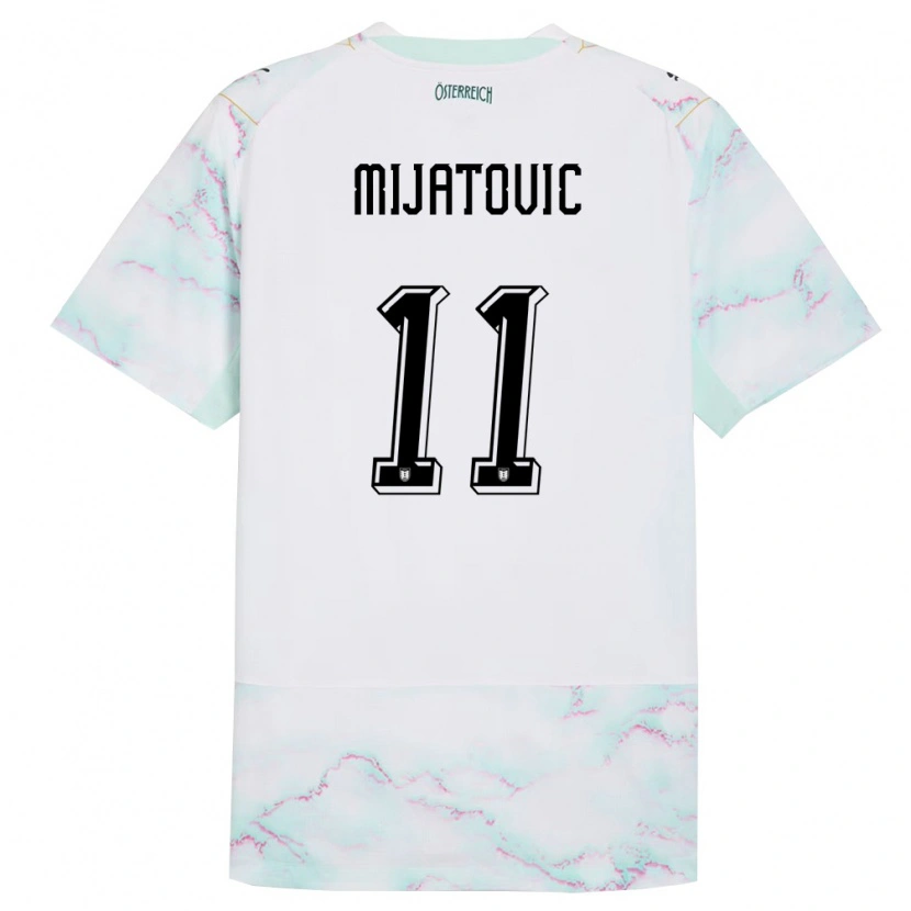 DanxenキッズオーストリアLuca Mijatovic#11白 緑 金アウェイシャツ26-28ジャージーユニフォーム