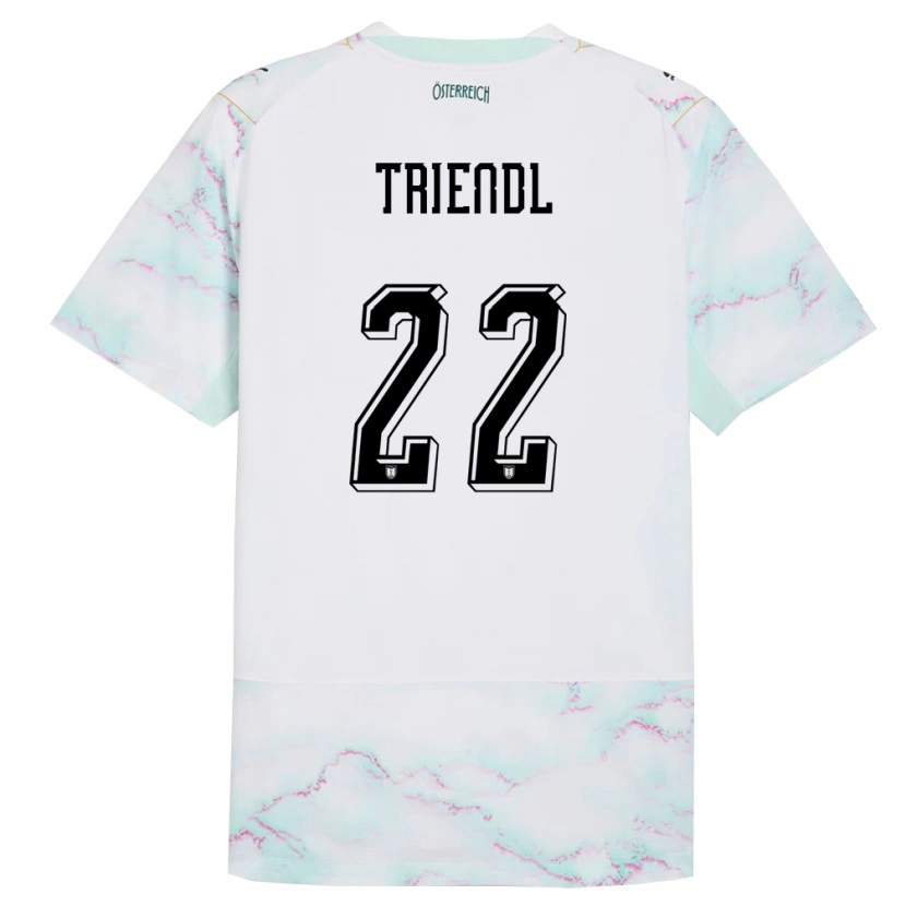 DanxenキッズオーストリアLena Triendl#22白 緑 金アウェイシャツ26-28ジャージーユニフォーム