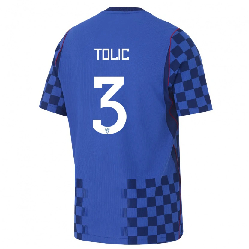 DanxenキッズクロアチアFilip Tolic#3青 紺 赤アウェイシャツ26-28ジャージーユニフォーム