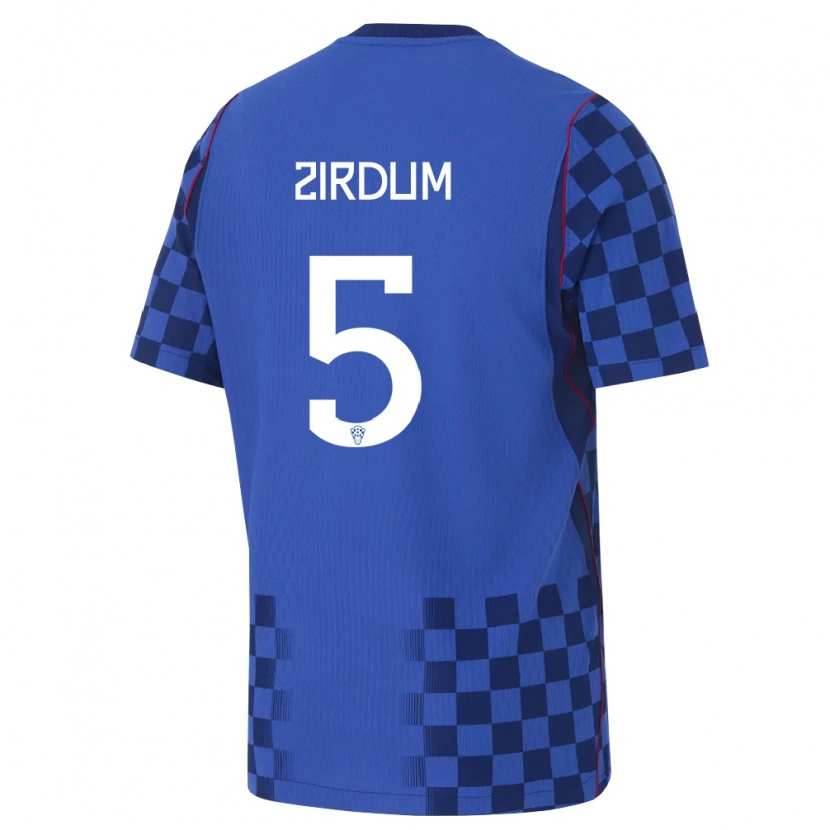 DanxenキッズクロアチアKarlo Zirdum#5青 紺 赤アウェイシャツ26-28ジャージーユニフォーム