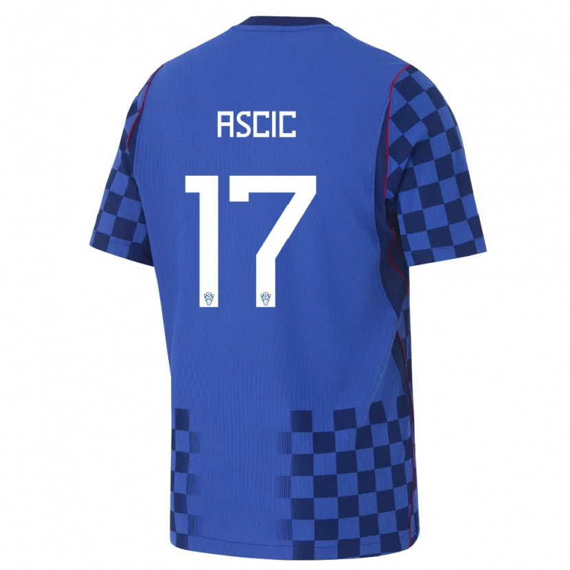 DanxenキッズクロアチアMarko Ascic#17青 紺 赤アウェイシャツ26-28ジャージーユニフォーム
