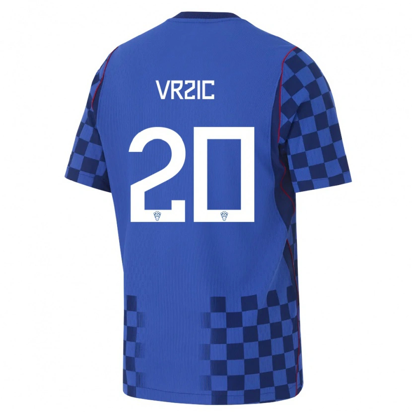 DanxenキッズクロアチアLuka Vrzic#20青 紺 赤アウェイシャツ26-28ジャージーユニフォーム