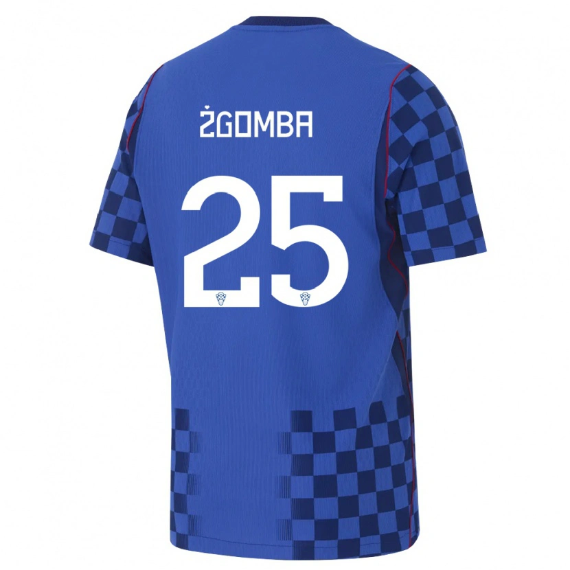 Danxenキッズクロアチアマリン・ズゴンバ#25青 紺 赤アウェイシャツ26-28ジャージーユニフォーム