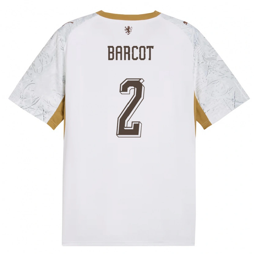 DanxenキッズチェコDavid Barcot#2オフホワイト 金 灰アウェイシャツ26-28ジャージーユニフォーム