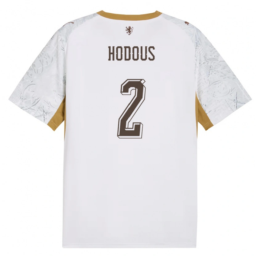 DanxenキッズチェコPetr Hodous#2オフホワイト 金 灰アウェイシャツ26-28ジャージーユニフォーム