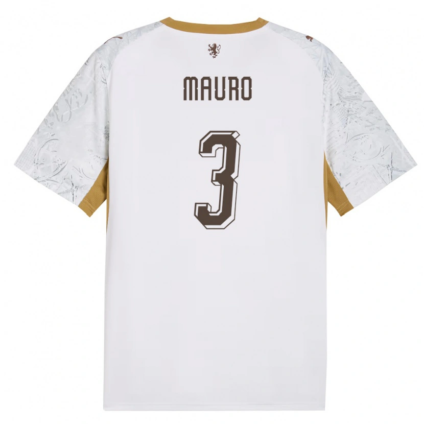 DanxenキッズチェコMartin Mauro#3オフホワイト 金 灰アウェイシャツ26-28ジャージーユニフォーム