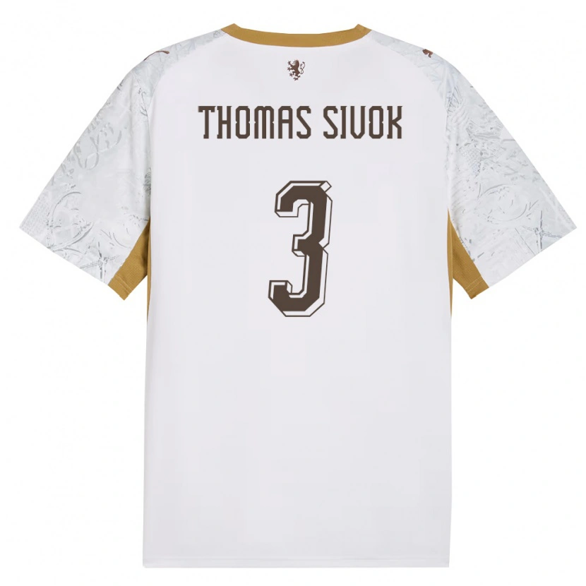 DanxenキッズチェコAndre Thomas Sivok#3オフホワイト 金 灰アウェイシャツ26-28ジャージーユニフォーム