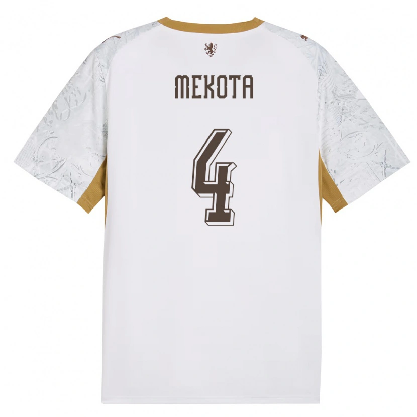DanxenキッズチェコPatrik Mekota#4オフホワイト 金 灰アウェイシャツ26-28ジャージーユニフォーム