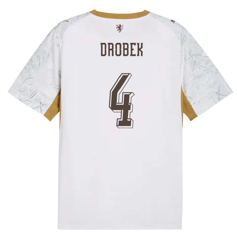 DanxenキッズチェコOndrej Drobek#4オフホワイト 金 灰アウェイシャツ26-28ジャージーユニフォーム