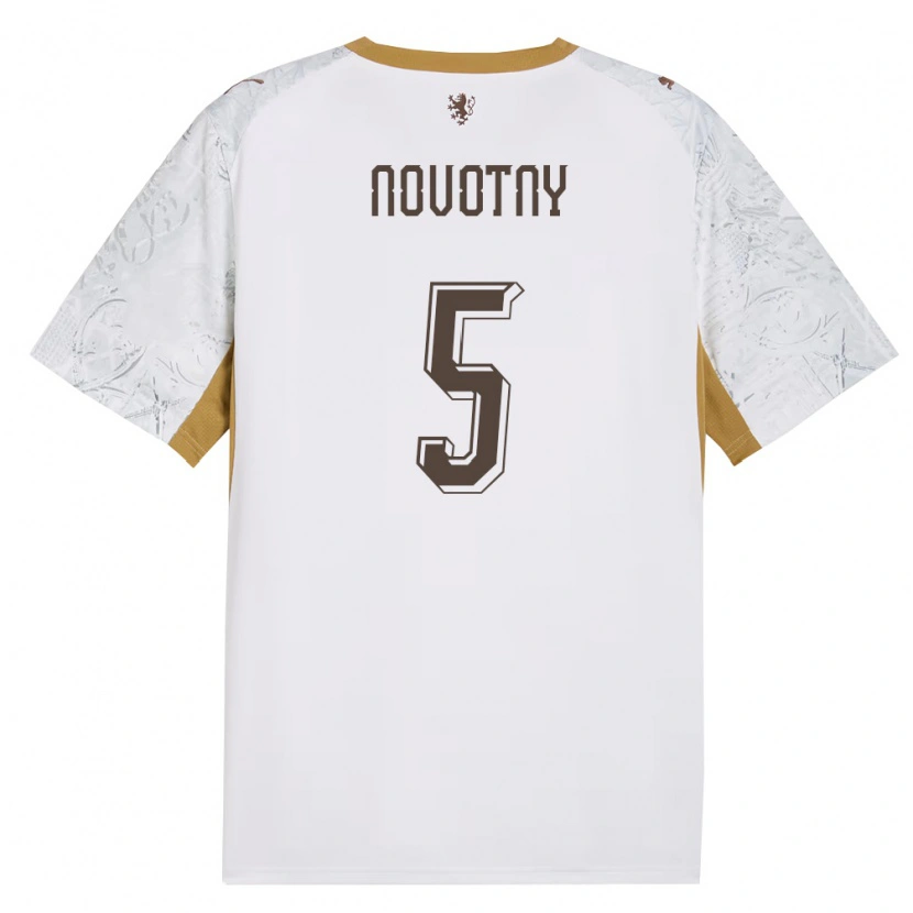 DanxenキッズチェコAdam Novotny#5オフホワイト 金 灰アウェイシャツ26-28ジャージーユニフォーム