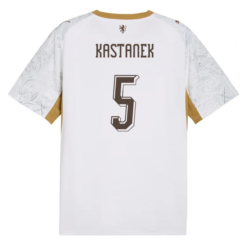DanxenキッズチェコLukas Kastanek#5オフホワイト 金 灰アウェイシャツ26-28ジャージーユニフォーム
