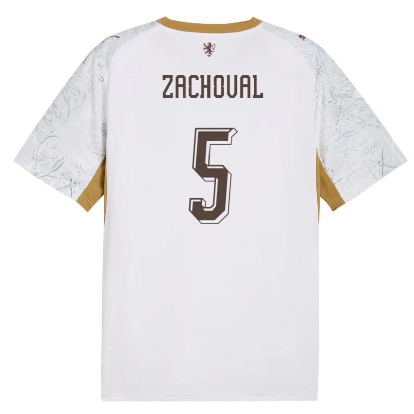 DanxenキッズチェコMatej Zachoval#5オフホワイト 金 灰アウェイシャツ26-28ジャージーユニフォーム