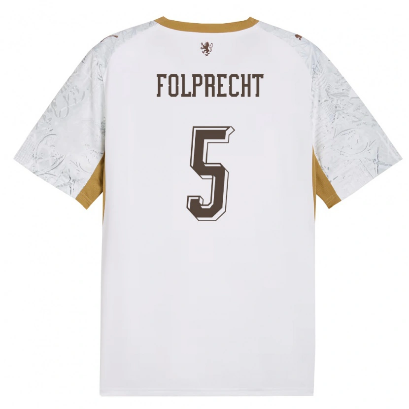 DanxenキッズチェコMichal Folprecht#5オフホワイト 金 灰アウェイシャツ26-28ジャージーユニフォーム