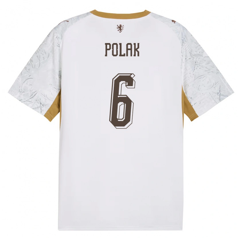 DanxenキッズチェコDaniel Polak#6オフホワイト 金 灰アウェイシャツ26-28ジャージーユニフォーム