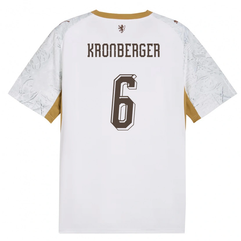 DanxenキッズチェコFabian Kronberger#6オフホワイト 金 灰アウェイシャツ26-28ジャージーユニフォーム