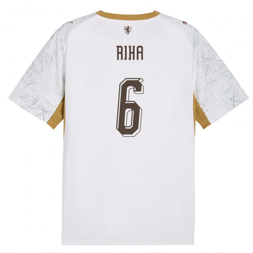 DanxenキッズチェコFerdinand Riha#6オフホワイト 金 灰アウェイシャツ26-28ジャージーユニフォーム