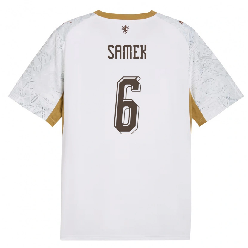 Danxenキッズチェコダニエル・サメク#6オフホワイト 金 灰アウェイシャツ26-28ジャージーユニフォーム