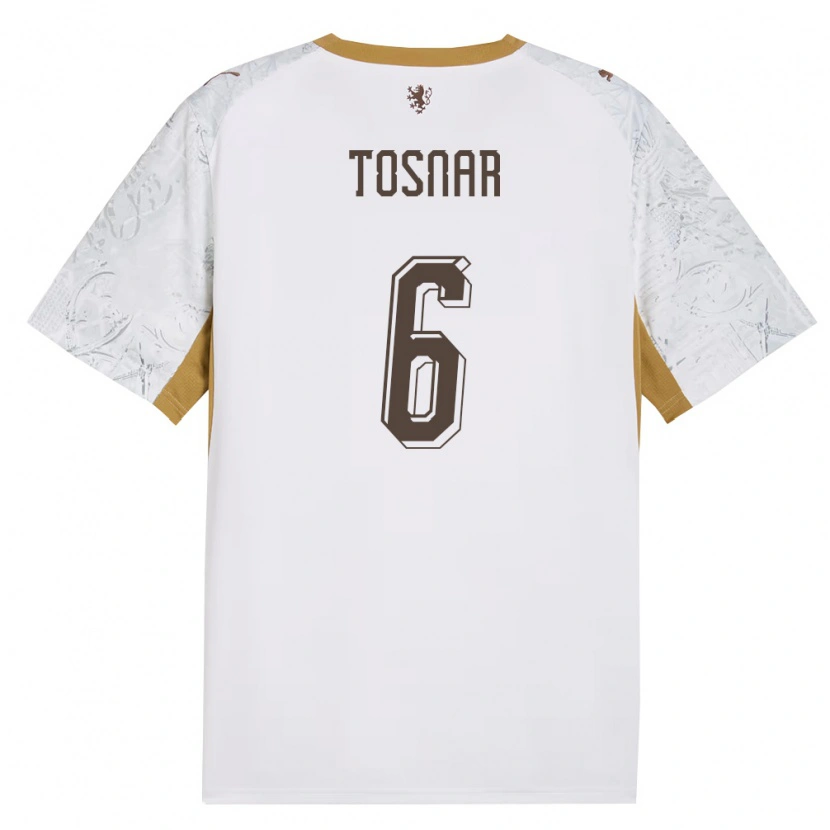 DanxenキッズチェコJakub Tosnar#6オフホワイト 金 灰アウェイシャツ26-28ジャージーユニフォーム