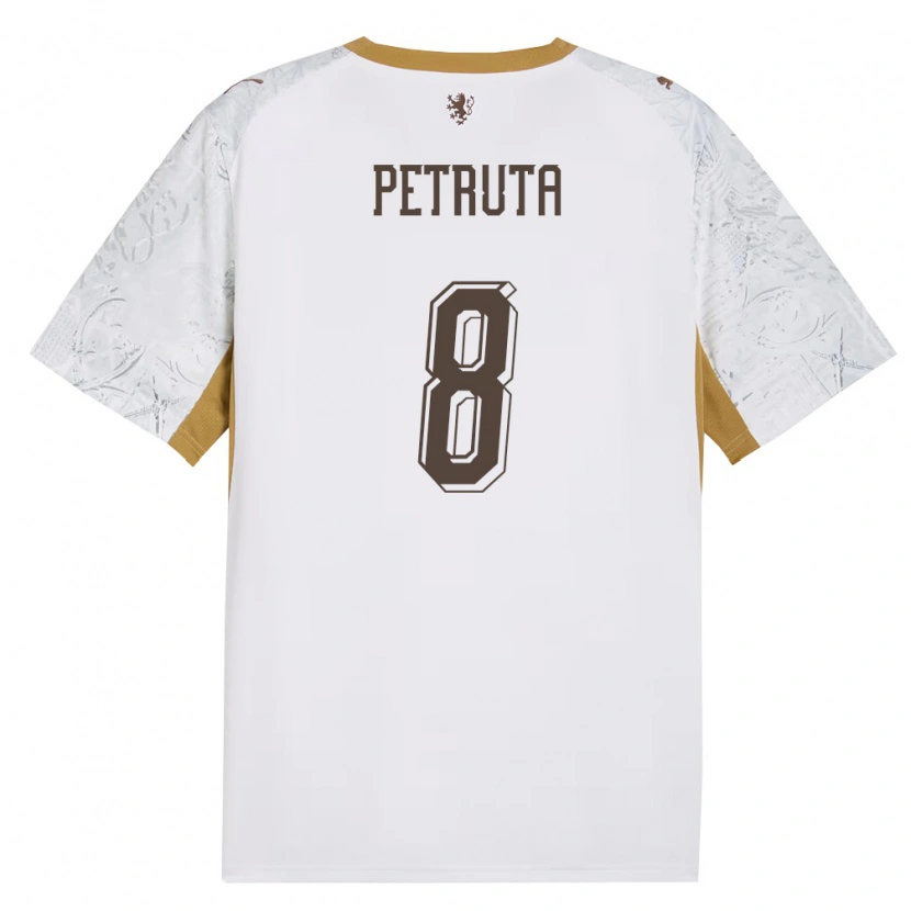 DanxenキッズチェコStanislav Petruța#8オフホワイト 金 灰アウェイシャツ26-28ジャージーユニフォーム