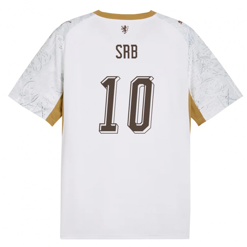 DanxenキッズチェコMatous Srb#10オフホワイト 金 灰アウェイシャツ26-28ジャージーユニフォーム