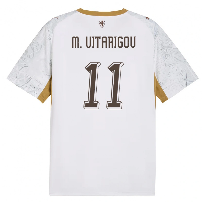 DanxenキッズチェコMikael Vitarigov#11オフホワイト 金 灰アウェイシャツ26-28ジャージーユニフォーム