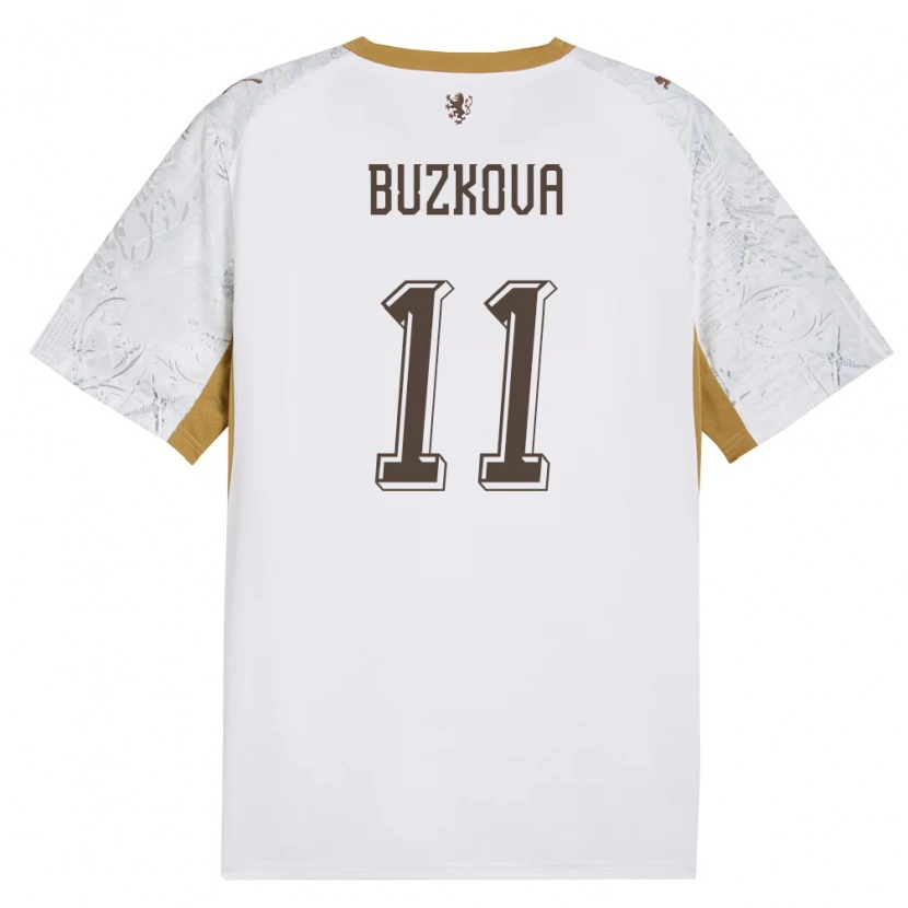 DanxenキッズチェコKateřina Bužková#11オフホワイト 金 灰アウェイシャツ26-28ジャージーユニフォーム
