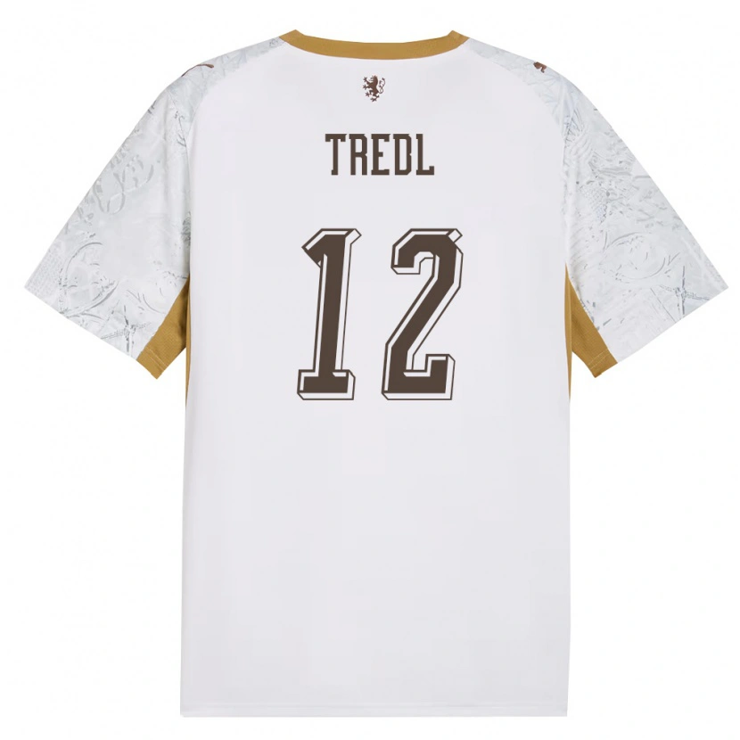 DanxenキッズチェコJan Tredl#12オフホワイト 金 灰アウェイシャツ26-28ジャージーユニフォーム