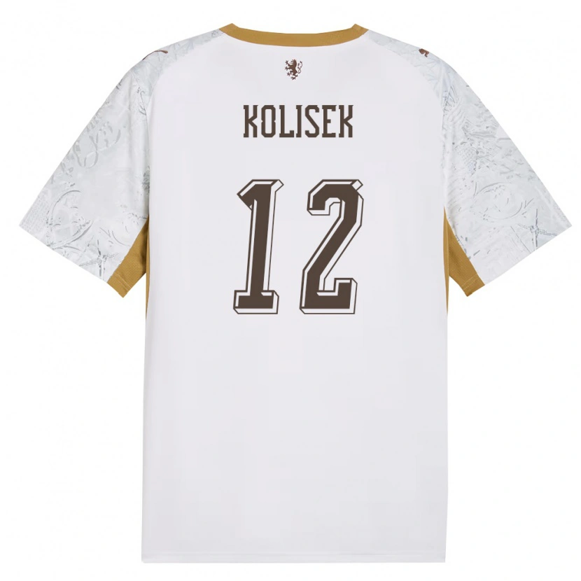 DanxenキッズチェコJakub Kolisek#12オフホワイト 金 灰アウェイシャツ26-28ジャージーユニフォーム