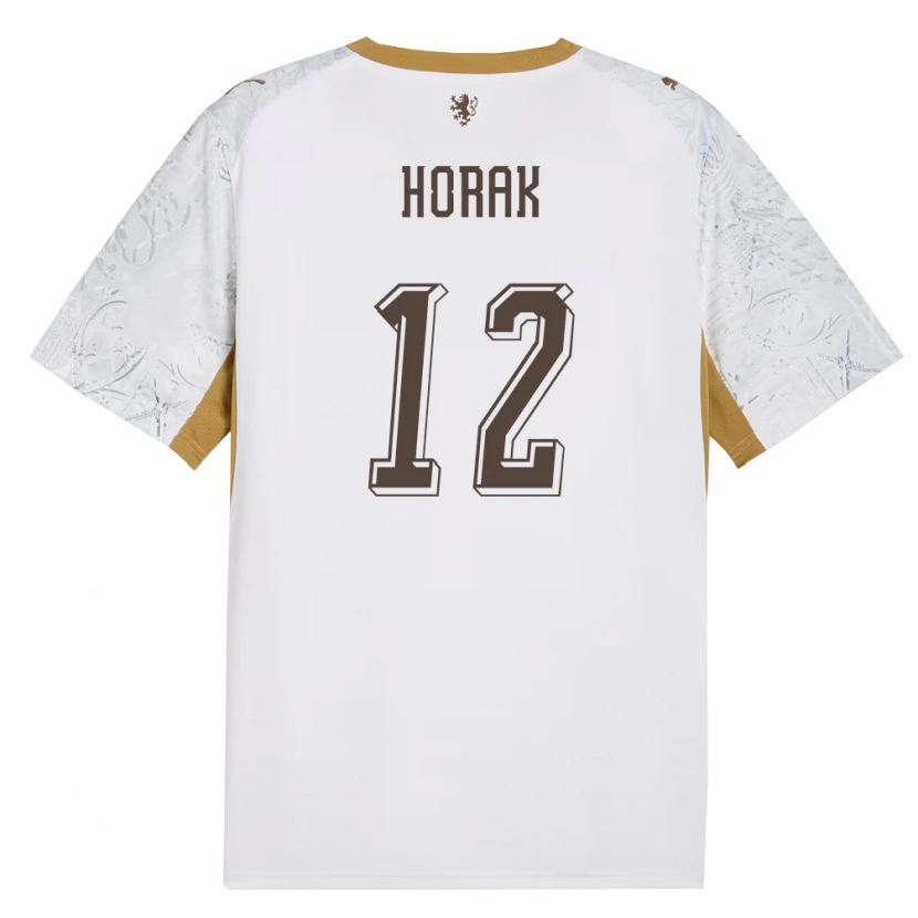 DanxenキッズチェコJan Horak#12オフホワイト 金 灰アウェイシャツ26-28ジャージーユニフォーム