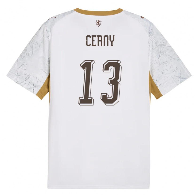 Danxenキッズチェコサイモン・チェルニー#13オフホワイト 金 灰アウェイシャツ26-28ジャージーユニフォーム