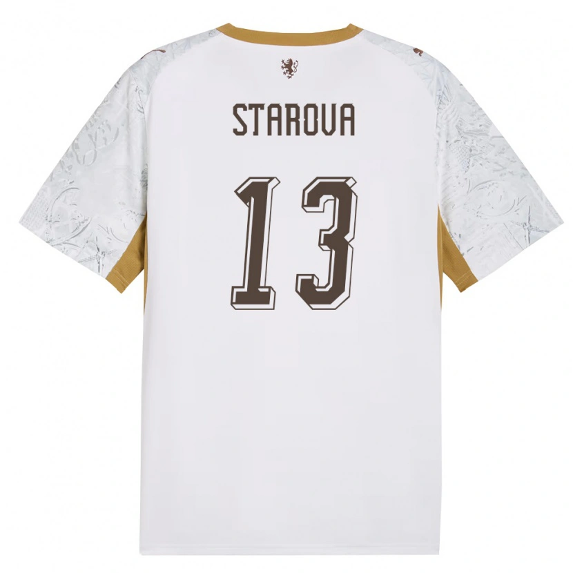 DanxenキッズチェコAntonie Stárová#13オフホワイト 金 灰アウェイシャツ26-28ジャージーユニフォーム