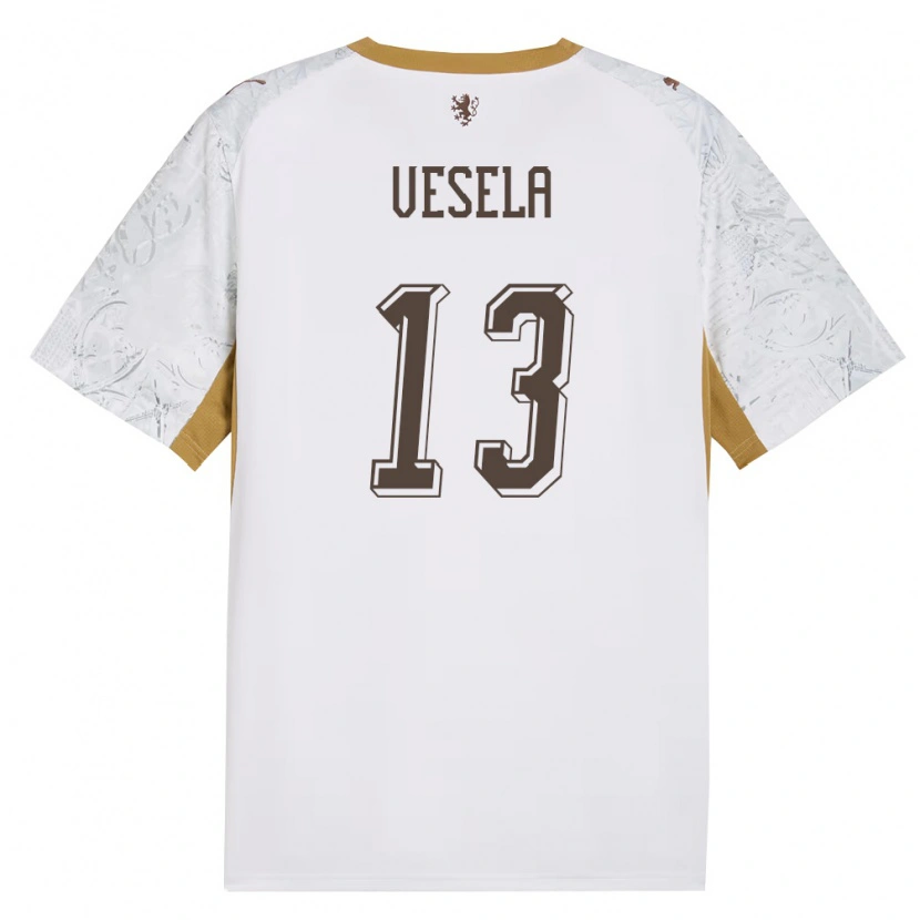 DanxenキッズチェコDenisa Veselá#13オフホワイト 金 灰アウェイシャツ26-28ジャージーユニフォーム