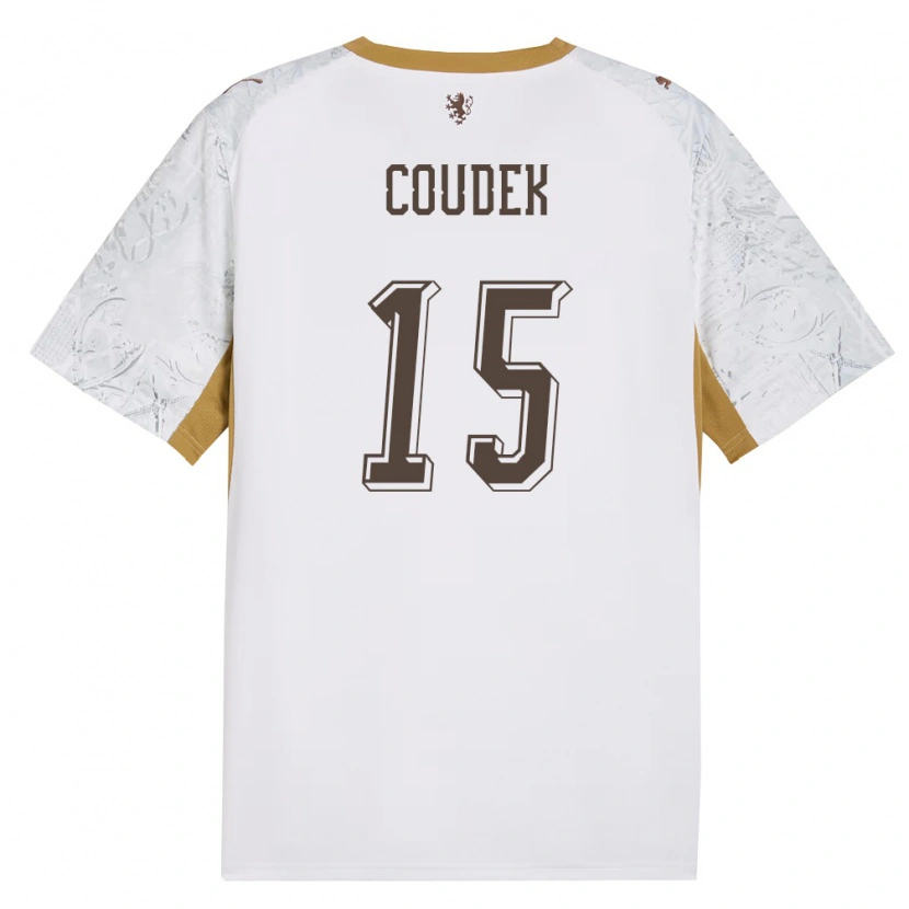 DanxenキッズチェコOndrej Coudek#15オフホワイト 金 灰アウェイシャツ26-28ジャージーユニフォーム