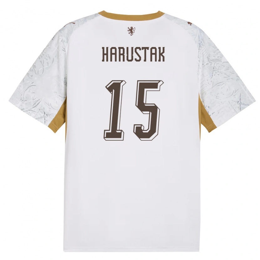 DanxenキッズチェコJan Harustak#15オフホワイト 金 灰アウェイシャツ26-28ジャージーユニフォーム