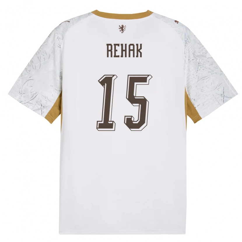DanxenキッズチェコJakub Rehak#15オフホワイト 金 灰アウェイシャツ26-28ジャージーユニフォーム